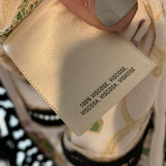 Anthropologie White Tunic with Black Fringe tapestry pattern XS NWOT - Picture 9 of 9